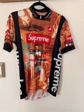 Supreme Castelli Orange and Black Graphic Cycling Jersey